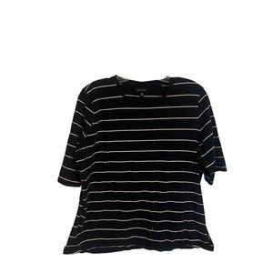 Who What Wear Womens Size S Small Black White Striped Long Sleeve Top T-Shirt